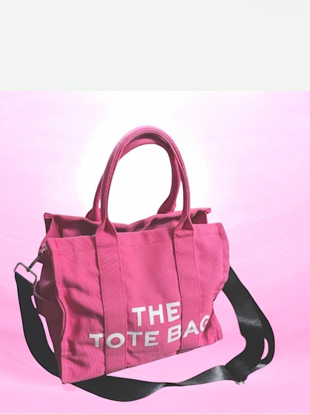 The Pink  Canvas Tote Adjustable Straps Crossbody Bag